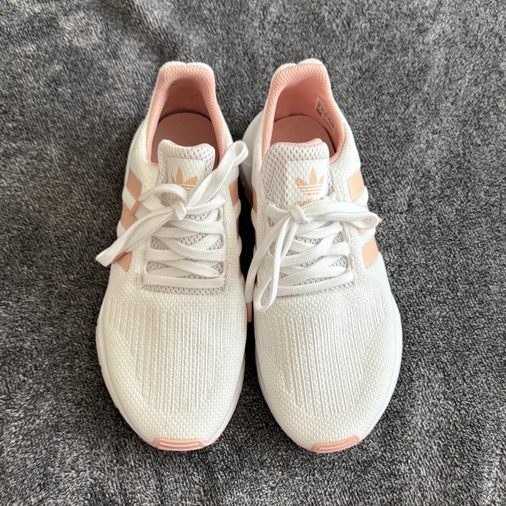 Adidas Women's White and Soft Pink Sneakers
